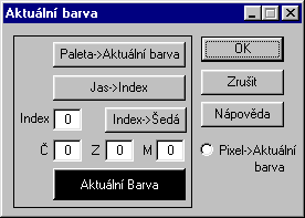 ZODOP 23 18.1 Jas->Index Vypočte se jas aktuální barvy dané parametry Č, Z a M a pouţije se jako Index aktuální barvy. 18.2 Index->Šedá Jako aktuální barva se nastaví šedá s úrovní danou parametrem Index.