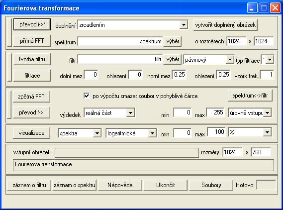 56 ZODOP Pro vlastní výpočet transformace je pouţit software z Massachussets Institute of Technology, autoři Matteo Frigo a Steven G. Johnson. Zde je dialogové okno: 34.