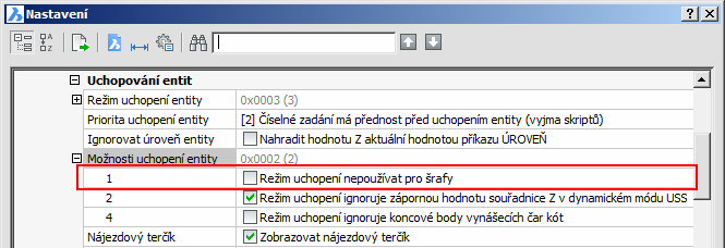 BricsCAD > Panel nástrojů Režim uchopení Najeďte myší na ten konec první entity, za který potřebujete entitu protáhnout.