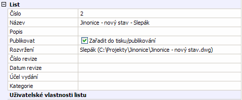 BricsCAD > Panel nástrojů Standardní Nastavení skupiny listů: Název Popis Publikovat listy ve skupině Název slouží ke snadné identifikaci skupiny listů.