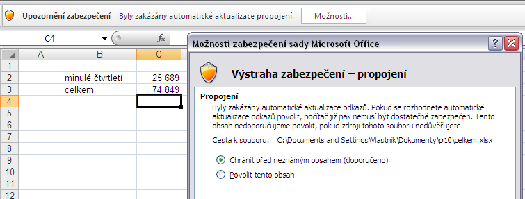 Protože je výpočet celý, klepneme na Enter.!!!!Nevracíme se do sešitu s výpočtem!!!!! Po klepnutí na Enter nás program sám vrátí do sešitu s výpočtem a v buňce zobrazí výsledek výpočtu.