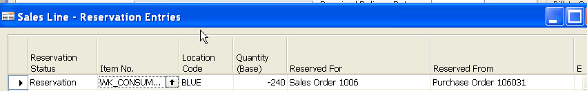 Stock Reservation (from Sales Order Line) Sales Order