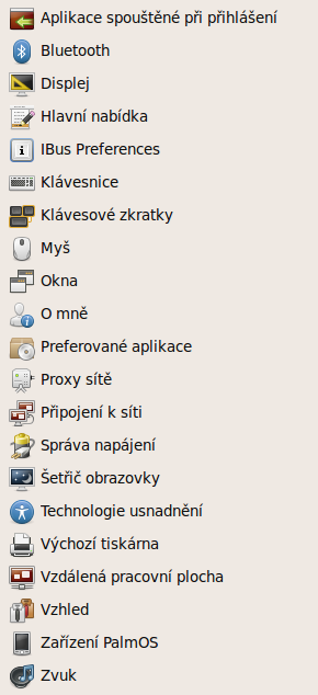 Úvod do operačního systému Linux správce oken GNOME. Položky Klávesnice a Myš umožňují nastavit parametry a chování těchto zařízení.