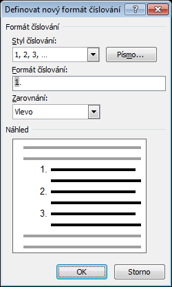 Textový editor MS Word Obrázek 51 Dialogové okno pro nastavení vlastností odstavce Obrázek 52 Dialogové okno pro nastavení číslování odstavci stejná (na rozdíl od prázdných řádků).
