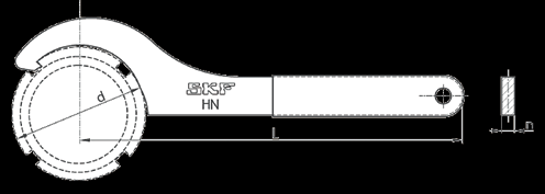 HN řada obsahuje 15 různých velikostí klíčů podle normy DIN 1810, které jsou vhodné pro pojišťování a uvolňování SKF KM matic stejně jako dalších KM matic vyrobených dle normy DIN 981.
