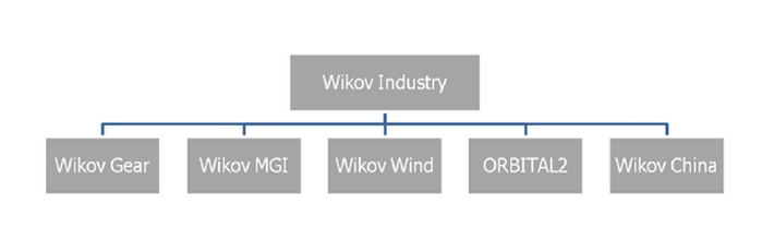 1.1.2. Pozice v rámci holdingu Wikov Industry a.s. Společnost Wikov GEAR s.r.o. je součástí holdingu Wikov Industry a.s. od roku 2004, kdy došlo k získání 100% podílu ve společnosti Škoda GEAR s.r.o. a jejímu následnému přejmenování.