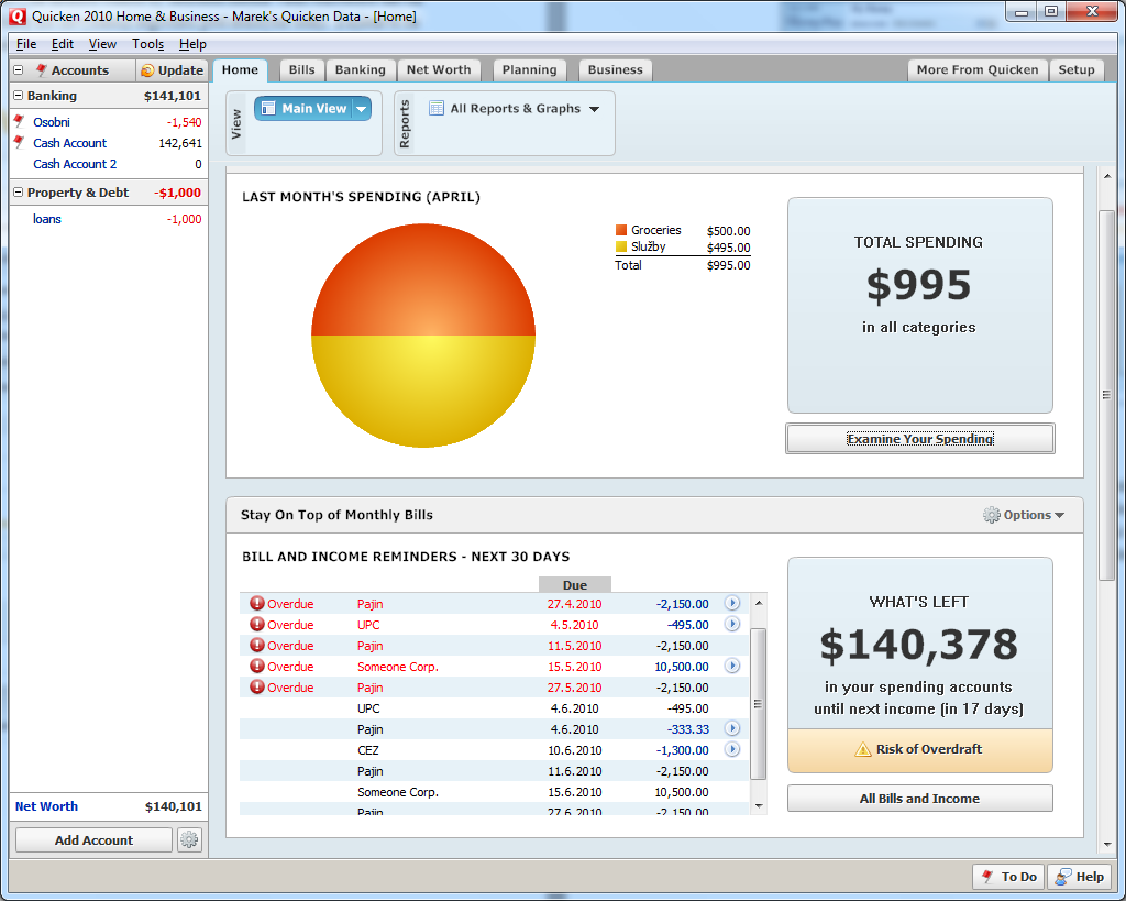 2.2.4. Quicken Quicken je asi to nejlepší, co lze na poli celosvětového trhu s produkty pro správu osobních financí najít. Umí spravovat běžné, kreditní či úvěrové účty.