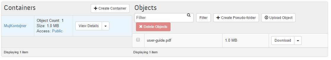 Velmi brzo bude hotovo a můžete kliknout na Upload Object Zvolte nějaký soubor