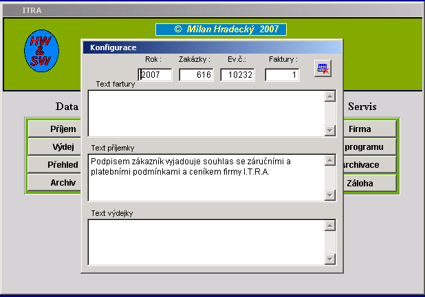4 O programu V tomto formuláři se zobrazí verze programu, oprávněný uživatel a datum poslední aktualizace.