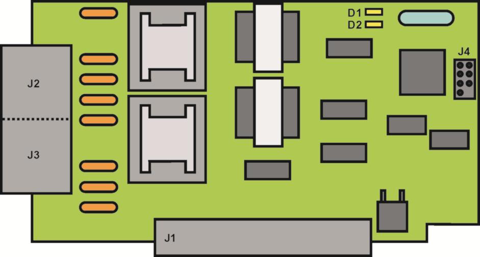 5.2. Modul 2x systémový telefon (obj.č. 1880039) Tento přenašeč je čtyřdrátový, což je třeba respektovat při navrhování rozvodů po budově.