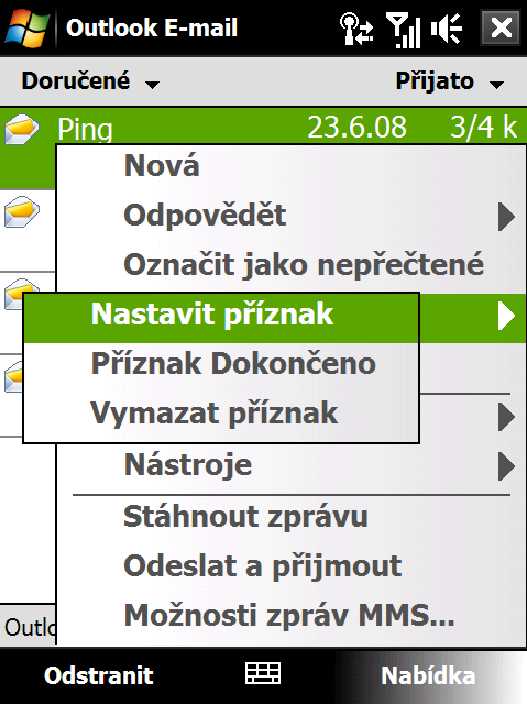 Práce s e-maily společnosti a událostmi schůzek 143 Označování zpráv příznakem Příznaky slouží jako připomenutí, abyste zpracovali důležitá témata nebo požadavky uvedené v e-mailových zprávách.