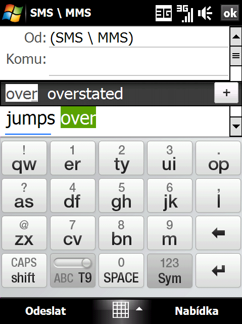 94 Zadávání textu Zadávání textu pomocí Úplné klávesnice QWERTY 1. Spusťte program, který umožňuje zadávat text, například program Word Mobile. 2.