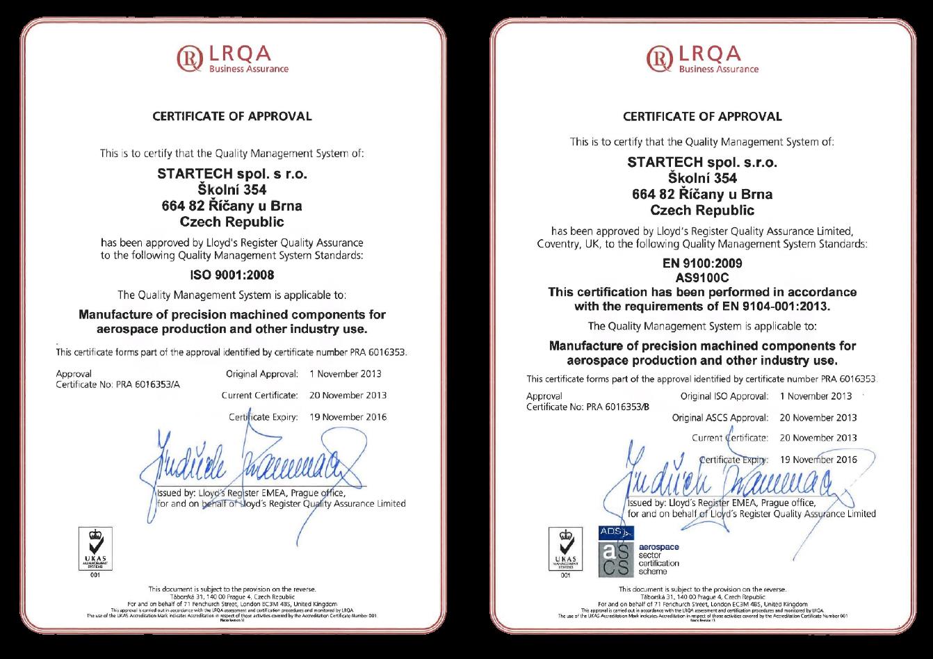 Certifikáty Certificates