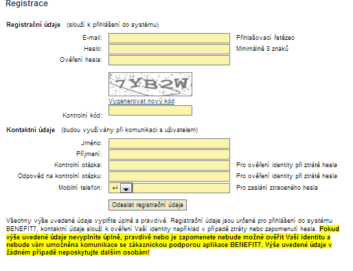 51 Obrázek č.8: Registrace nového uživatele (https://www.eu-zadost.cz/registrace.