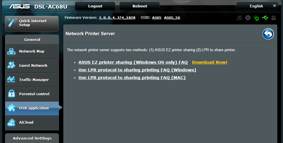 Instalace síťové tiskárny Pomocí nástroje Network Printer Setup (Instalace síťové tiskárny) nainstalujte tiskárnu USB do bezdrátového směrovače a povolte síťovým klientům přístup k této tiskárně USB.