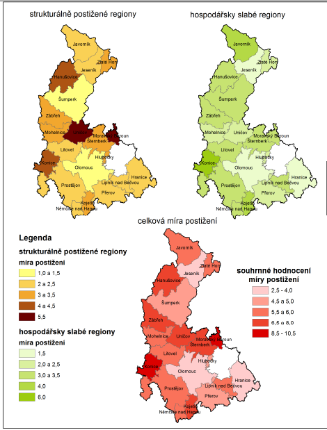 Obrázek 1 Celkové postižení regionů Olomouckého kraje Zdroj: Analýzy území Olomouckého kraje s