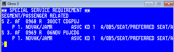 IATOU ustanovené RFIC kody pro doplňkové služby jsou: A Air Transportation B Surface Transportation/Non-air Services C Baggage D Financial Impact E Airport Services F Merchandise G In-flight Services