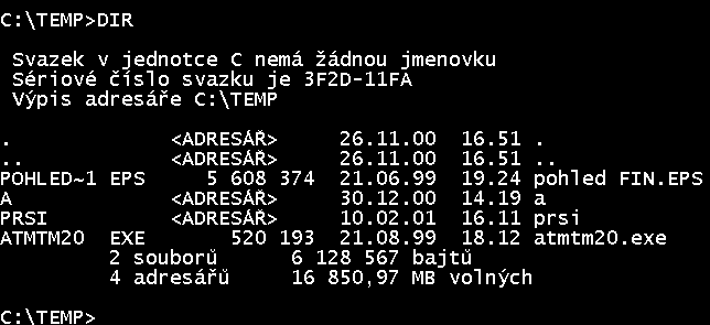 Operační systém MS DOS Obsah běžného souboru AUTOEXEC.BAT: @echo off mode noc codepage select=852 keyb cz,,c:\windows\command\keybrd2.sys nc.