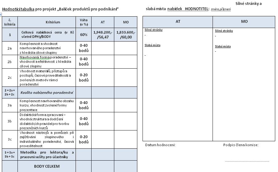 Individuální hodnotící kritéria