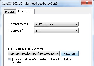 5. Typ zabezpečení bude WPA2-podnikové 6. Změnit nastavení 7.