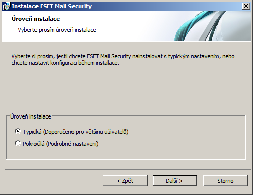 2. Instalace Po zakoupení ESET Mail Security lze stáhnout instalační soubor ve formě.msi souboru přímo ze stránky www.eset. cz.