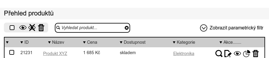 5. NÁVRH Obrázek 5.4: Umístění vyhledávacího pole v sekci Produkty. 5.3.6 Parametrický filtr Slouží pro vyhledávání produktů podle štítků 3 nebo různých parametrů 4.