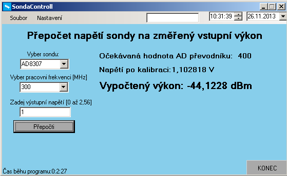 4 POMOCNÝ SOFTWARE PRO APLIKACI SAMOSTNÝCH DETEKTORŮ Pro jednoduchou práci s naměřenými výsledky bylo rozhodnuto navíc sestavit obslužný software, který přepočítává v závislosti na zvolené sondě a