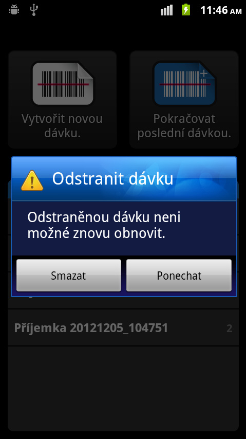 Poté se automaticky vrátíte zpět do seznamu položek (obr. 4). Poznámka: Dávka bude nenávratně odstraněna.