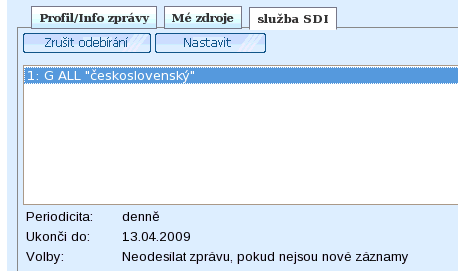 Nové řetězce: SDI SDI_NONEW2 nový uživatelský (defaultně prázdný) text zobrazí, pokud je definovaný a pro avízo není zvolena volba "Pošli zprávu, i když