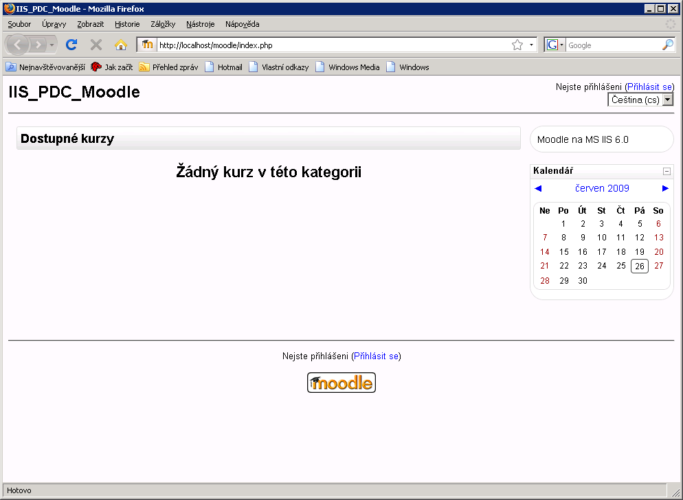 V okně prohlížeče se objeví instalátor systému Moodle. Kroky instalace jsou popsány Step-by-step v dokumentu: http://docs.moodle.