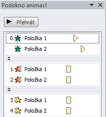 možnost existuje rovněž pro grafické prvky. Jednotlivé objekty lze rovněž uspořádávat z hlediska jejich umístění v pozadí či v popředí snímku a podle toho nastavovat jejich viditelnost.