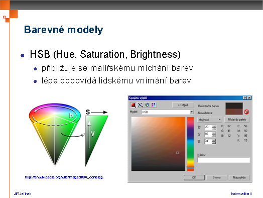 modelu vytvořit, je zcela stejná jako krychle používaná pro model RGB, pouze popis je zde jiný.