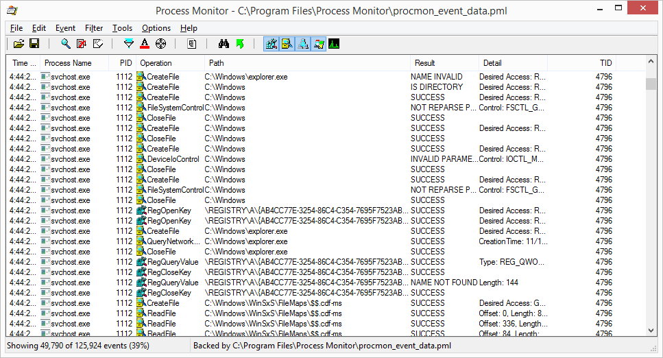 Process monitor Monitorovací nástroj