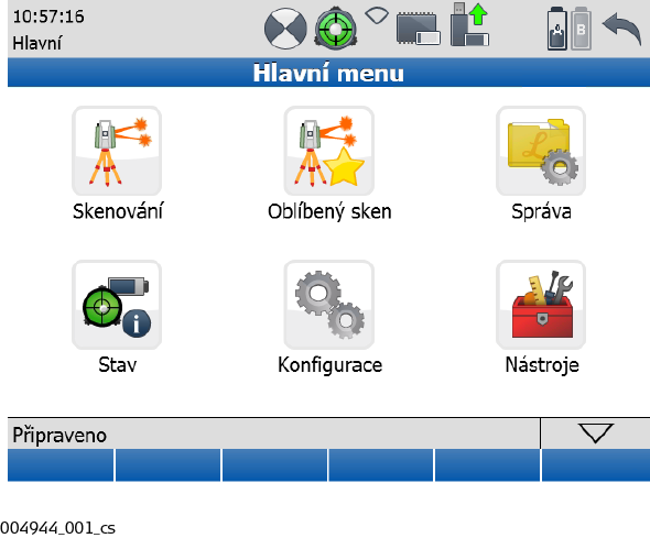 2.3.3 Ovládání z přístroje O Hlavním menu Hlavní menu se zobrazuje po zapnutí přístroje.