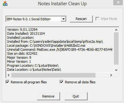 Tip #22 Notes Install Cleanup Executable Tool (NICE) Používá se v případě problému s instalací, odinstalací nebo opětovnou instalací klienta Lotus Notes verze R6 a vyšší Čistí OS