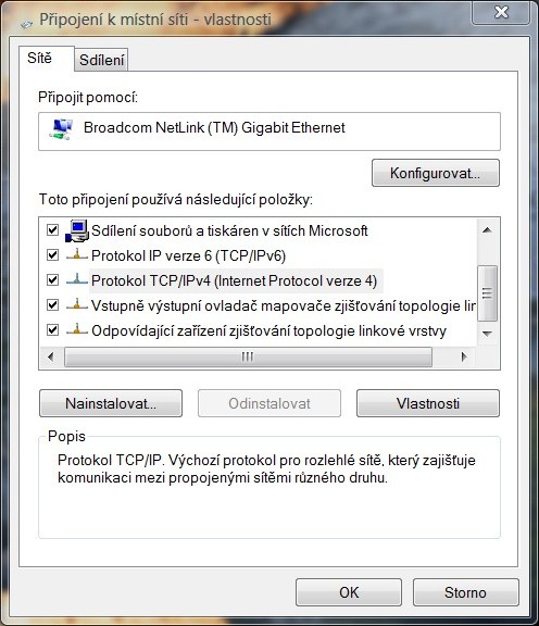 Připojení počítače k modemu a konfigurace počítače Modem připojte pomocí přiloženého UTP kabelu na síťovou kartu vypnutého počítače, potom zapněte počítač.