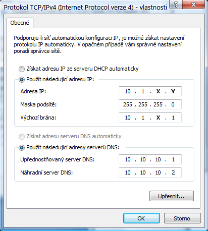 Na počítači v Připojení k místní síti nechte nastaveno automatické přidělení IP adresy a adres DNS serveru (toto nastavení je ve většině operačních systémů výchozí).