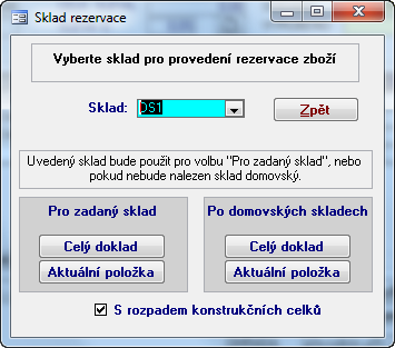 Novinky 2011+2012 29 Zjednodušené ovládání generování rezervace nad Přijatou objednávkou a Reklamací Došlo ke zjednodušení ovládání - tři dotazy byly nahrazeny jedním, a to v rezervacích zboží v