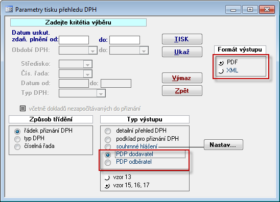 60 Školení systému Soft-4-Sale JARO 2012 Při volbě tiskového výstupu XML se zobrazí tlačítko Generuj, které podle nastavených kritérií vytvoří XML