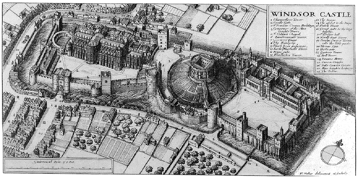 Vývoj české kartografie (do roku 1918) Obr. 4-2 Hollarova rytina Windsoru V období 1636 1642 pracuje v Londýně pro Thomase Howarda, hraběte z Arundelu.