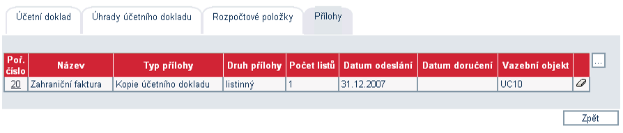 Příklad Po kliknutí na tlačítko pro přidání nové rozpočtové položky se zobrazí Detail rozpočtové položky účetního dokladu.