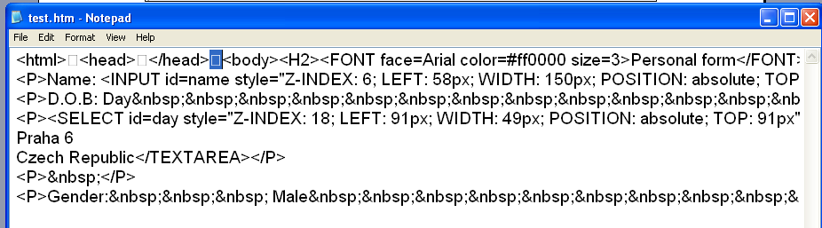 After users finish creating form they click on test.html and test.xml for this form as figure 6. button then get two files: Figure 6. Content of output files 3.