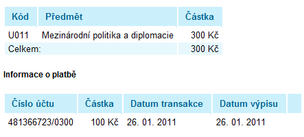 Poplatky v ISIS Moje studium/portál studenta Financování