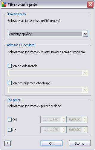 Kliknutím pravého tlačítka myši do prostoru stavového okna otevřete kontextovou nabídku s následujícími volbami: Zobrazit vše - ve stavovém okně se budou zobrazovat všechny zprávy.