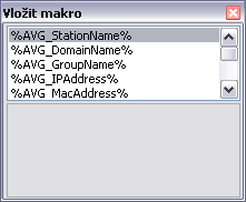 Zápatí zprávy Do posledních čtyř polí lze také mimo klasického textu vložit též makro, neboli proměnnou. Pro vložení makra použijte tlačítko Vložit makro.