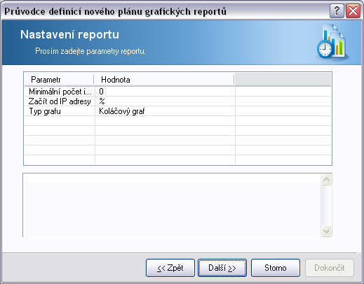 Pokud jsou pro daný report k dispozici další parametry, vyplňte požadované hodnoty, popřípadě ponechte nastavení výchozí.