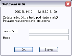 Vložte uživatelské jméno, které má dostatečná administrátorská práva (tedy už. jméno, jež je součástí skupiny administrátorů). Potvrďte volbu kliknutím na tlačítko OK.