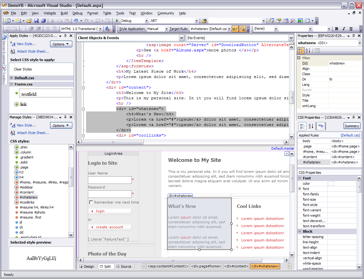 2.3.5 ASP (8) Microsoft Visual Studio Web Developer EXPRESS 2008 Jediným rozumným vývojovým prostředím pro aplikace v ASP je Microsoft Visual Studio Web Developer.
