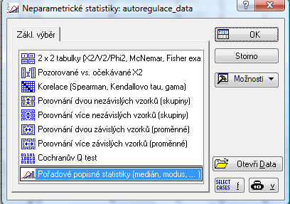 Neparametrická statistika Pokud nejsou splněny předpoklady