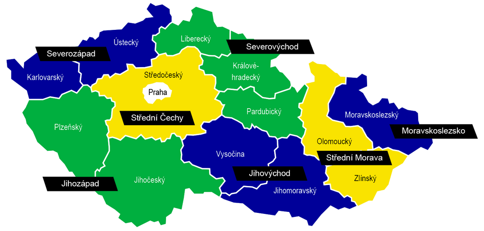 Před vstupem do Evropské unie, bylo území České republiky rozděleno podle tradičních krajů odpovídajícím úrovni NUTS III.